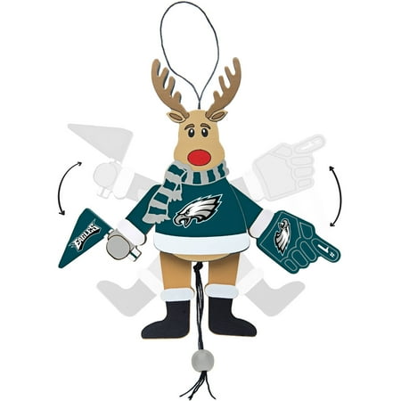 - Topperscot by Boelter Brands NFL Wooden Cheering Reindeer Ornament, Philadelphia Eagles