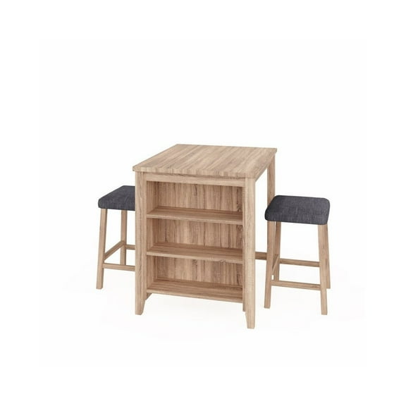 Dawson 36"W Oak Finish Wood 3-PC Counter Height Table Set