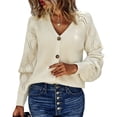 thumbnail image 1 of Top De Cárdigan Cárdigan De Punto Con Cuello En V Para La Vida Diaria Para Mujer ANGGREK Ropa, 1 of 6