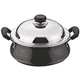 Vinod Petit Handi Dur Anodisé avec Couvercle en Acier Inoxydable, 3,8 Litres, Noir