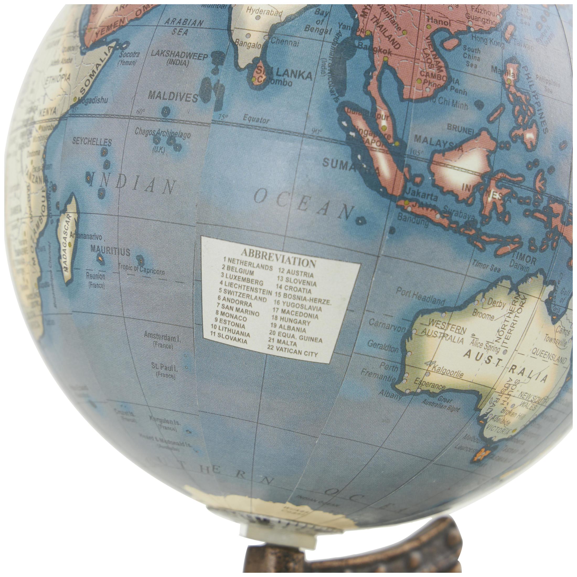DecMode 5" Brown World Map Globe with Wood Base