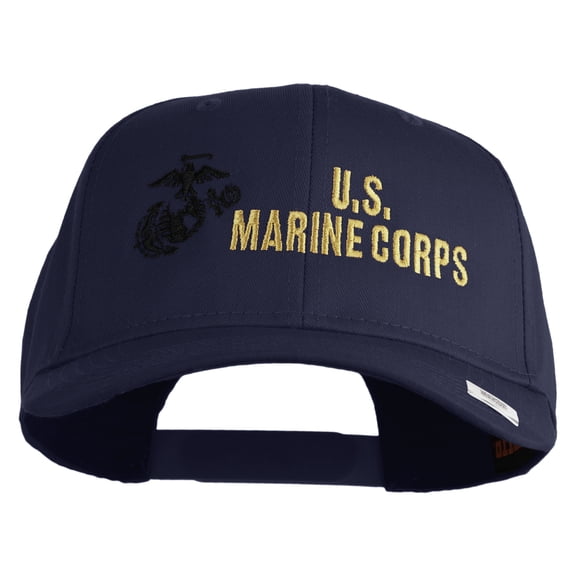 US Marine Corps Design Embroidered Solid Cotton Twill Pro Style Cap - Navy OSFM