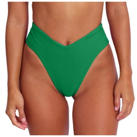 KONDYS Women Bikini Bottom Sexy V Cut High Cut Swimsuit High Waisted Bathing Suit Bottoms Beachwear Swimwear Relaxed Fit