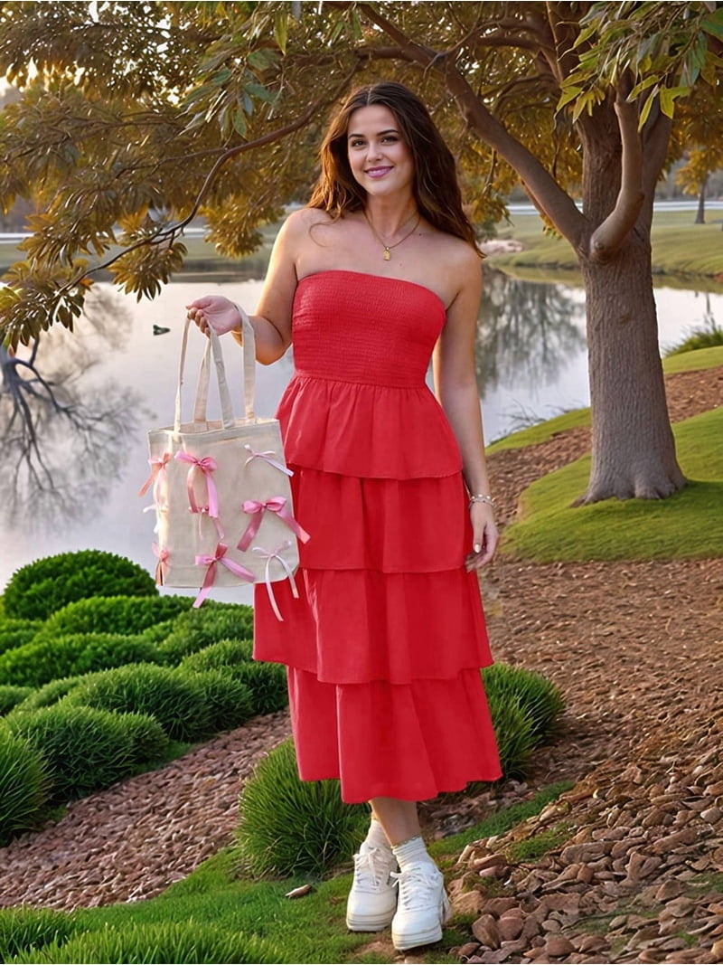 red strapless dress casual red maxi dress casual Sable Red Strapless Maxi Dress