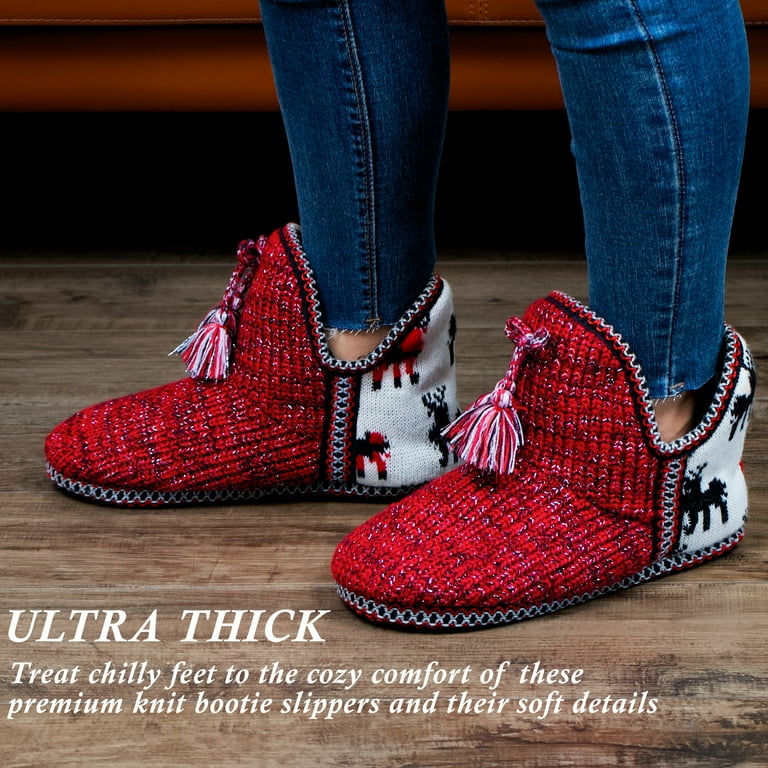 Women s Bootie Slippers Cozy Warm House Shoes with Memory Foam Indoor Outdoor Non Slip Soles Winter Fuzzy Bedroom Ankle Boots Unique Christmas
