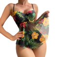 thumbnail image 1 of Gibobby Bañador de Bikini 2024 Traje de baño dividido para mujer Tankini Traje de baño de dos piezas con espalda de y estampado de(Negro,XL), 1 of 3