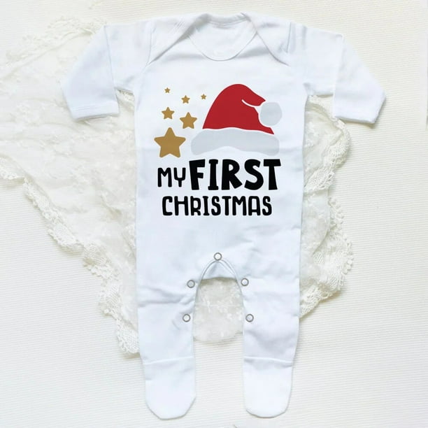 Body con estampado de Papá Noel para bebé, ropa de dormir para recién nacido, mono de manga larga para invierno