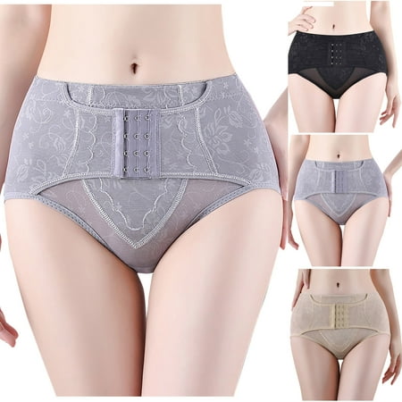 Kmdttou Panties for Women Sexy Lace High Cut Panties Comfort Bikini Panty Stretch Underpants Breathable Ladies Briefs (Regular & Plus Size) Gray-XL