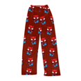 thumbnail image 3 of Spider Hero Halloween Pants Women's Plush Fleece Lounge Pants Cozy Warm Elastic Waist Pajama Bottoms Soft Graphic Printed Sleepwear Fuzzy Warm Home Sleepers Trousers, Deep Red, XS, 3 of 4