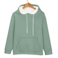thumbnail image 6 of Women's Solid Color Pullover Hoodie with Drawstring and Side Pockets, French Terry Casual Streetwear Sweatshirt for Lounge Comfort, Daily Wear and Outdoor Activities Green S, 6 of 9