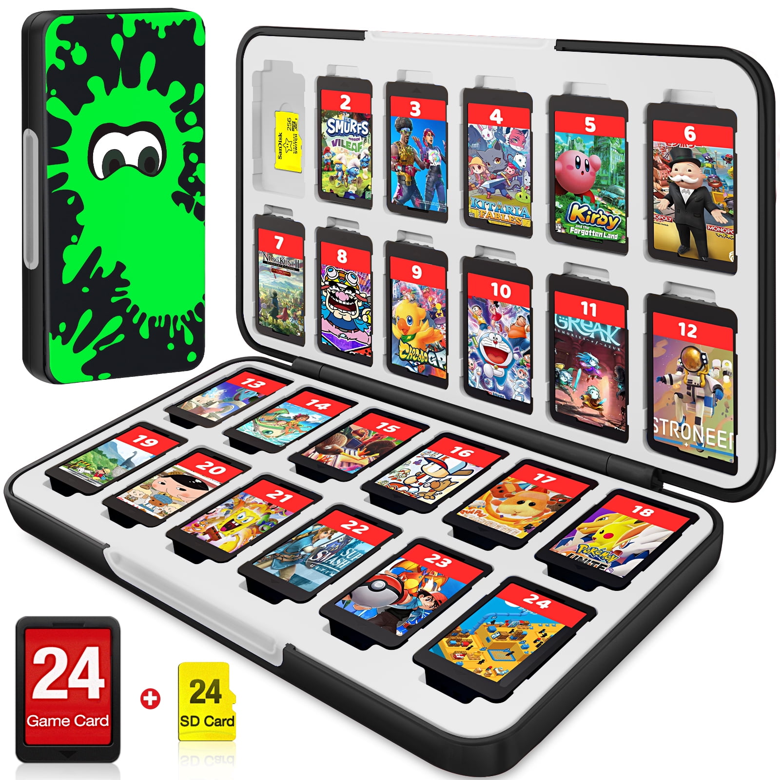 Switch Game Card Case para Nintendo Switch Games ESYWEN Portable Switch Game Case Holder com 24 Slots Card e 24 Slots Micro SD Card Storage Holder