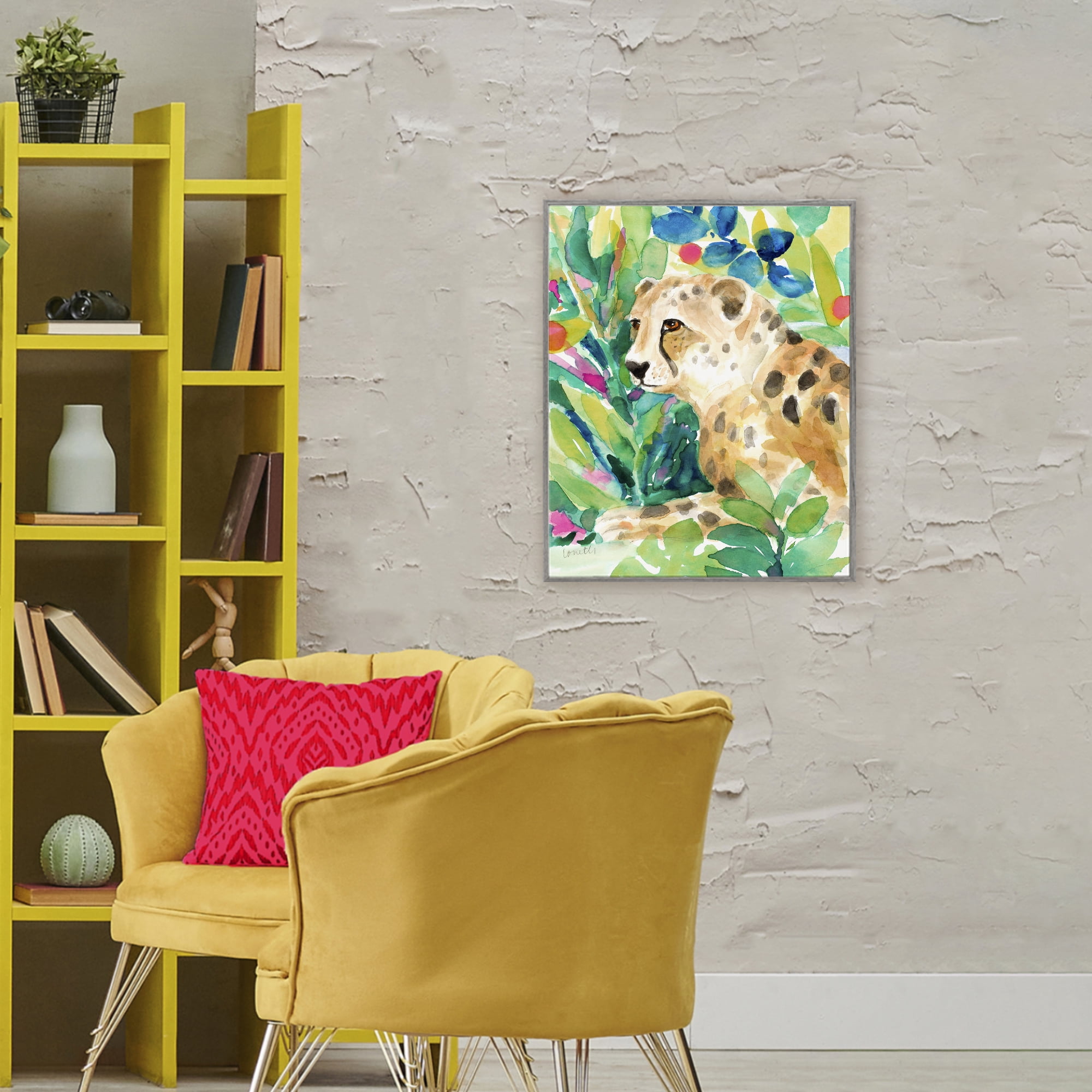Stupell Industries Vibrant Chillin' Cheetah Gray Framed Giclee Art, design by Lanie Loreth