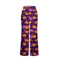 thumbnail image 6 of Halloween Pajamas Women Pumpkin Print Comfy Stretch Drawstring Pajamas Wide Leg Pants Soft Lounge Bottoms Cozy Sleepwear, 6 of 7