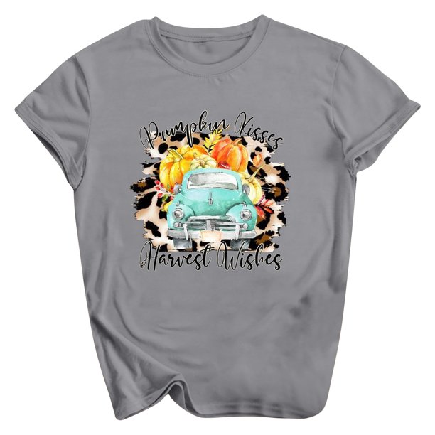 Camisas de Acción de Gracias Para Mujer, Jerséis, Tops, Camiseta de Manga Larga Holgada Con Cuello Redondo Y Estampado Informal A La Moda Odeerbi ODB122325