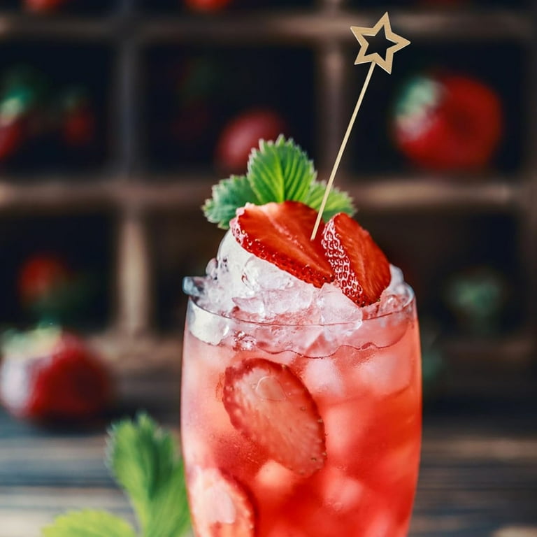 Summercome 100 Pcs Big Star Cocktail Picks, Inch Long Wooden