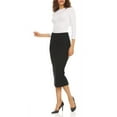 thumbnail image 3 of Ribbed Midi Skirt For Women By BGDK- Bodycon Pencil Skirt With Elastic Waist- Comfortable Straight Stretchy Below The Knee Skirt - High Waist Fitted Skirt For Work, Office, Business, Church green, 3 of 5