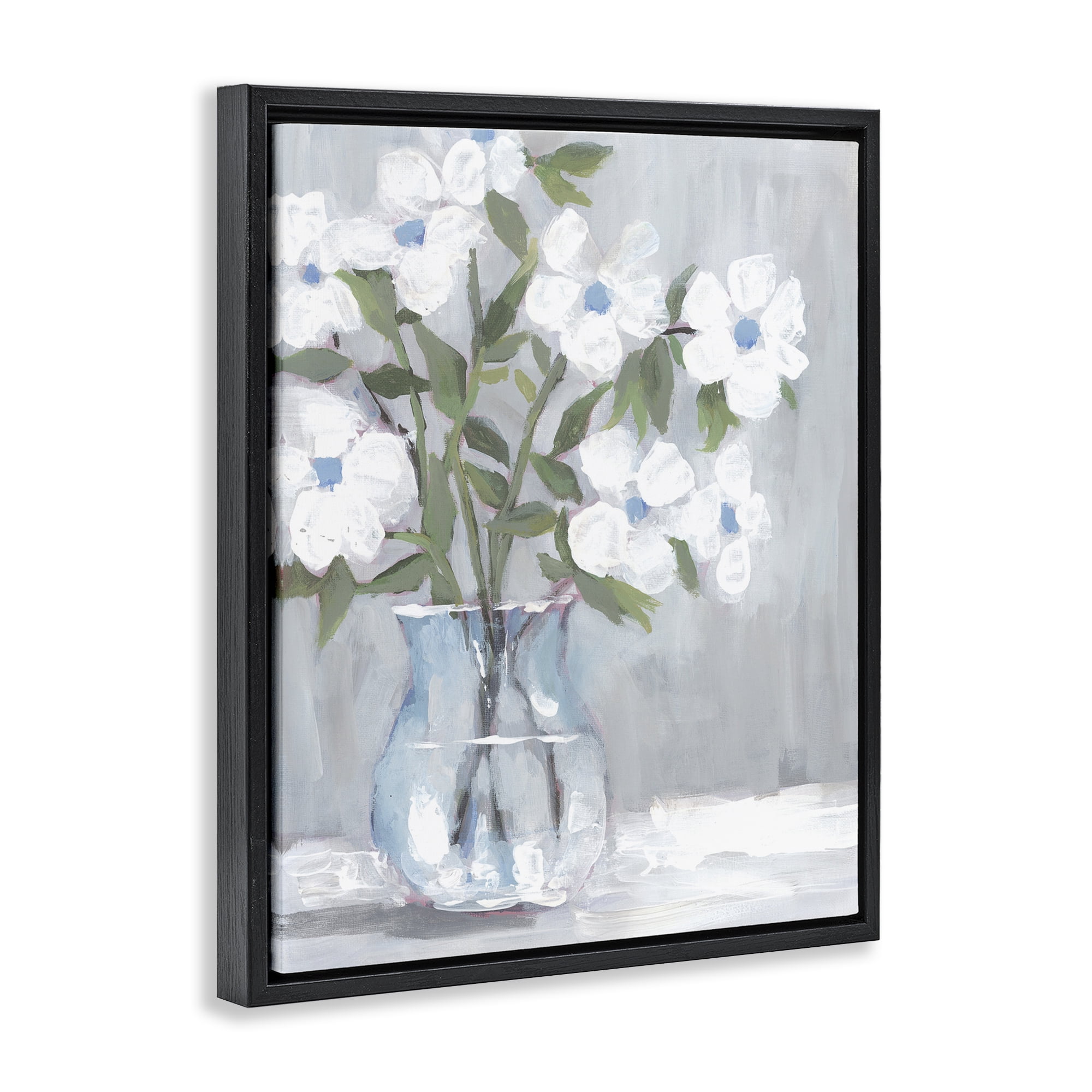 Stupell Industries Pale Blossom Bouquet Botanical & Floral Painting Black Floater Framed Art Print Wall Art, 17 x 21