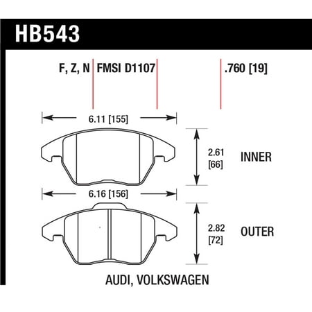 - Hawk Audi A3 Quattro / VW EOS / Golf / Jetta / Passat / Rabbit Performance Ceramic Front Brake Pads