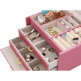 thumbnail image 4 of Jewelry Boxes for Women Girls, Jewelry Organizer Box with Mirror, 3 Layers Jewelry Storage Organizer for Earring, Ring, Necklace, Bracelets (Red), 4 of 7