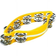 Directly Cheap Ergonomic-Grip Single-Ring Clamshell-Shape Tambourine, 16 Jingles, Yellow