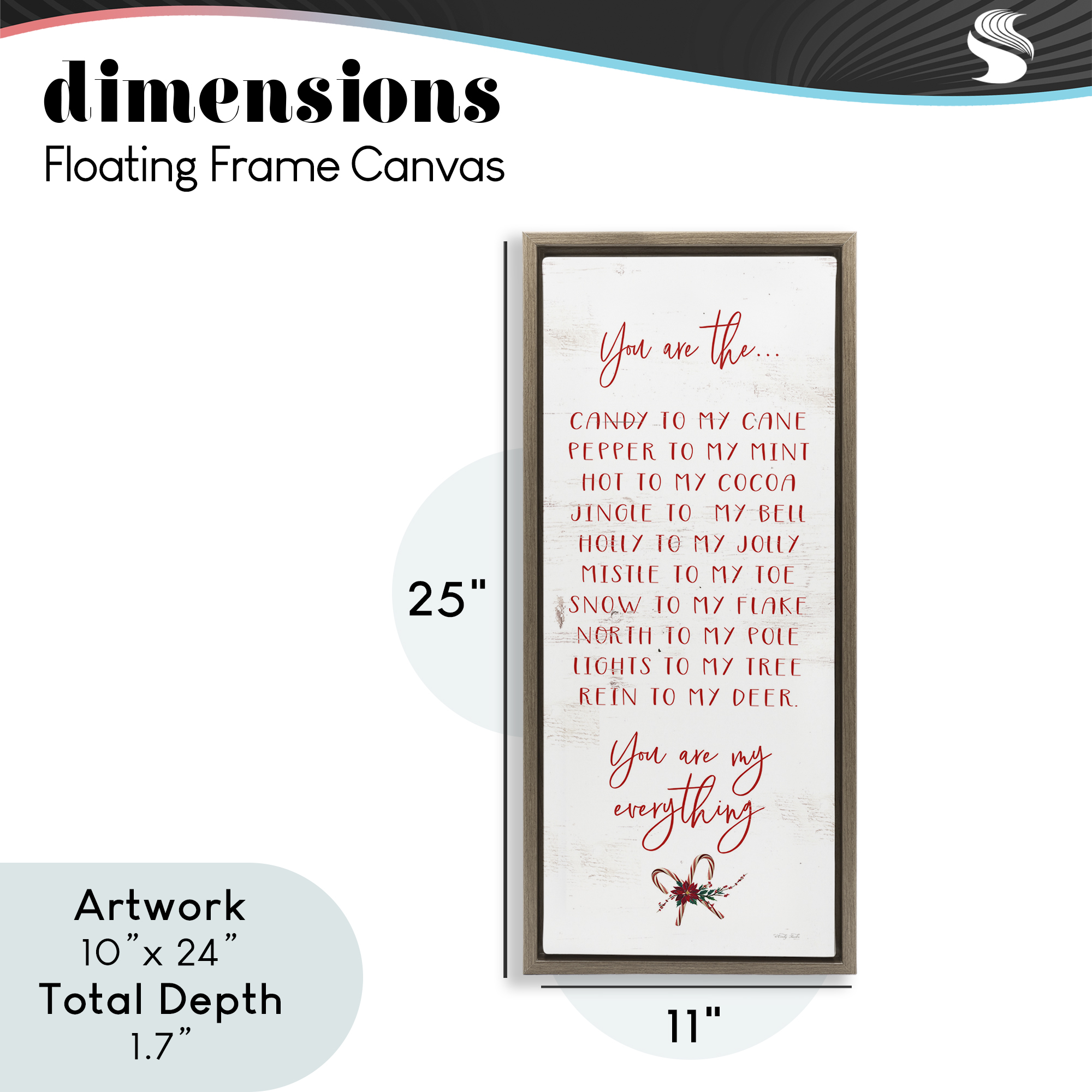 My Everything Holiday Romance Brown Framed Floater Canvas Wall Art, design by Cindy Jacobs