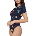 thumbnail image 2 of Naloa Space Dinosaur Women's Short-Sleeved Onesie, One-Piece Swimsuit for Parties, dates, clubs - Medium, 2 of 9