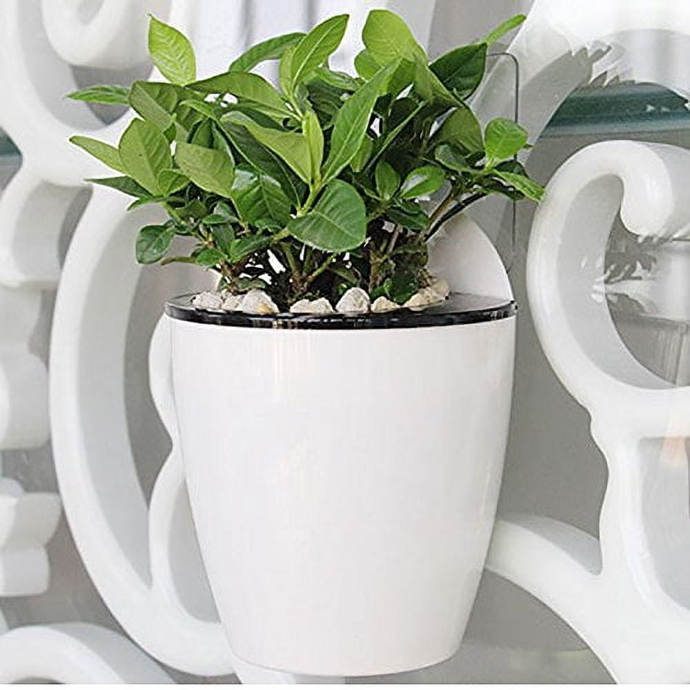 Sungmor Self Watering Wall Planter - Modern White & 3PC Pack & Large Size - Indoor Outdoor Vertical Flower Pot - Wall Mounted Window Hanging Pot - Water Storage Space Design Container