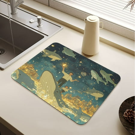 

A Sea Full Of Golden Stars Drying Mat Diatomaceous Earth Super Absorbent Non-slip Rubber Sole Heat Resistant 230 Degrees Fahrenheit 15.7×11.8in