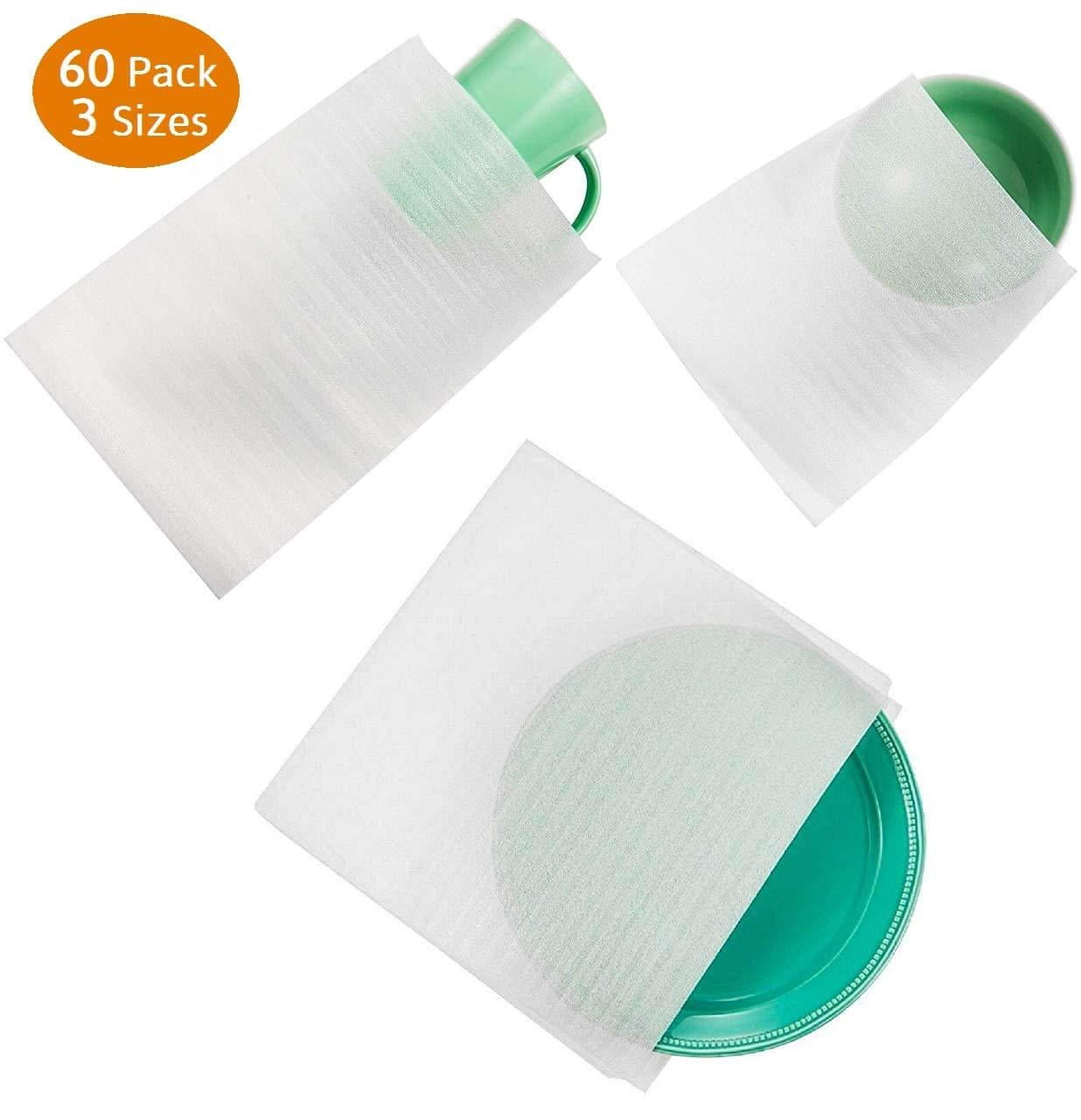 60 Cushion Foam Pouches, Moving Foam Wrap Pouches, Protect Mug, Cup, Glasses, China, and Dishes