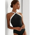 thumbnail image 3 of Women's Lauren Ralph Lauren 201208 Beach Club Solids High Neck One Piece Swimsuit (Black 6), 3 of 4