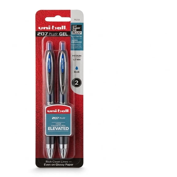 uniball 207 PLUS Retractable Gel Pen, Medium Point (0.7mm), Blue, 2 Pack