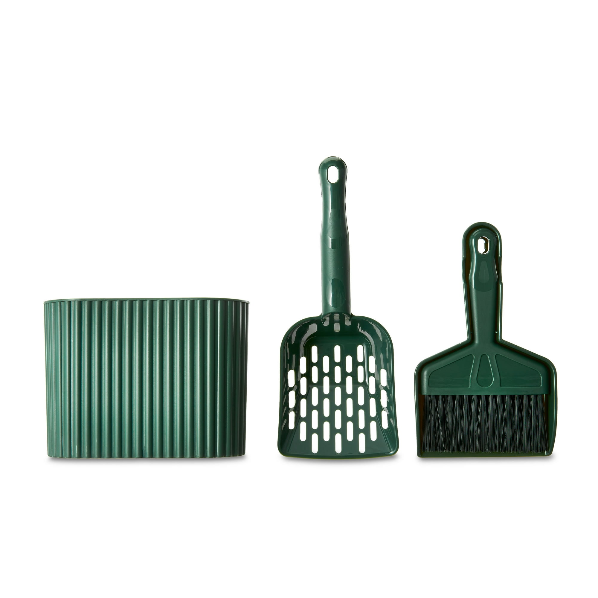 Vibrant Life 3-in-1 Litter Scoop with Sweep and Caddy, Green