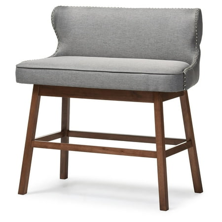 Baxton Studio Gradisca Gray Fabric Upholstered Bar Bench Banquette