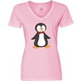 thumbnail image 3 of Inktastic Cute Penguin, Penguin With Red Bow Tie Women's V-Neck T-Shirt, 3 of 5