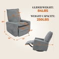 thumbnail image 2 of GASEE Baby Upholstered Glider Recliner Rocking Chair 360° Swivel for Nursery and Living Room – Corduroy Blue, 2 of 10