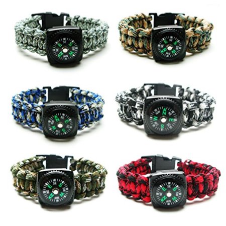 Compass Paracord Bracelet Set for Men Teen Boys 6 Pack Survival Emergency Tactical