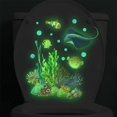 thumbnail image 1 of Pegatina para asiento de inodoro de Coral, pez diablo que brilla en la oscuridad (luz verde), mundo submarino, pegatinas de decoración de pared para el hogar, 1 of 5