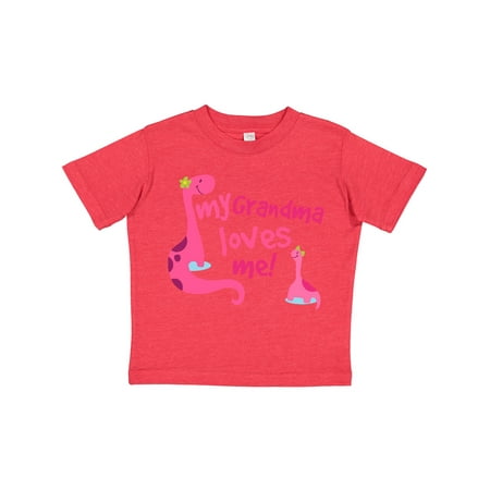 

Inktastic My Grandma Loves Me Girls Dinosaur Gift Toddler Toddler Girl T-Shirt