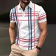thumbnail image 2 of Pantalones Cortos Casuales de Manga Corta de Solapa de Jean con Estampado a Rayas, Camisa Transpirable de los Hombres de Verano para Diario Y Negocios, 2 of 6