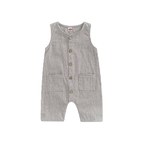 Gureui Kids Baby Girls Boys Jumpsuit, Round Neck Sleeveless Button Down One Piece Romper