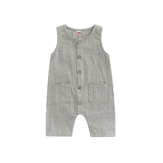 Faithtur Combinaison pour Bébé Garçon Fille, Col Rond Sans Manches Boutonnée une Pièce pour Tout-Petit de 0-3 Ans