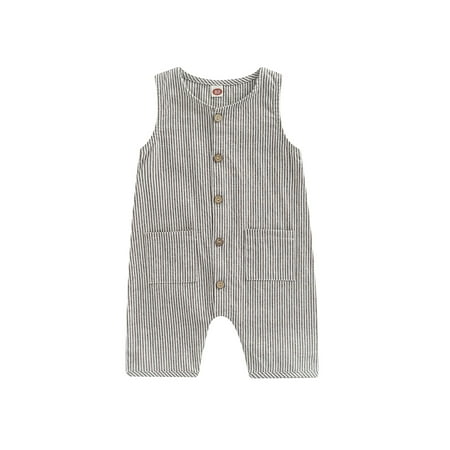 

LSFYSZD Summer Newborn Infant Baby Boys Girls Rompers Playsuits Cotton Sleeveless Pocket Jumpsuits Overalls Toddler Baby Clothing