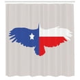 thumbnail image 3 of Texas Star Shower Curtain, Bald Eagle Silhouette with Lone Star Wings of Freedom Animal, Fabric Bathroom Set with Hooks, 69W X 84L Inches Extra Long, Violet Blue Vermilion White, by Ambesonne, 3 of 3
