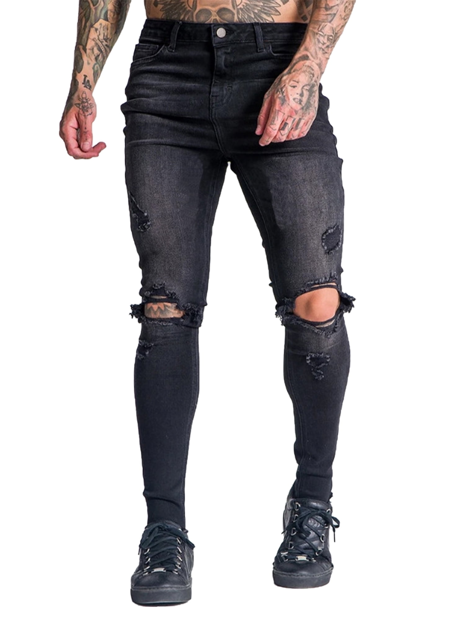 ripped skinny stretch jeans