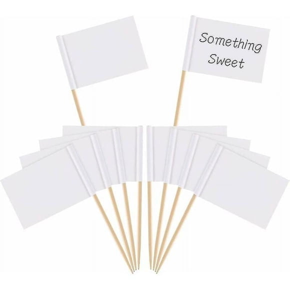 Toothpick Flags Empty White Cheese Markers Marking Labels White for Party Cake Food Cheeseplate Appetizers (100 Pieces) 2.53.5cm,Versailles