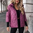thumbnail image 4 of VEKDONE Womens Diamond Quilted Hooded Puffer Jacket Zip up Padded Coat Relaxed Fit Warm Jackets Fall Winter Fashion Outerwear for Commuting, 4 of 6