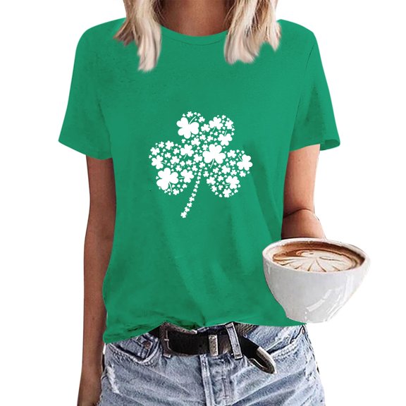 Baqcunre T Shirts for Women,Sweatshirt Womens Cute Trendy Shirt Casual Short Sleeve Pullover Tops,St. Patrick's Day Shirts for Women Womens Tops,Graphic Tees for Women Army Green S-3XL