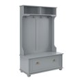 thumbnail image 6 of Hall Tree with Open Shelves, Classic Entryway Bench with Shoe Cabinets and Solid Wood Feet, 40.16"W*18.58"D*64.17"H, 6 of 8