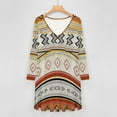 thumbnail image 4 of Boho Geometric Stripes Long Sleeve Dresses For Women Vintage Elegant Party Dress Oversized V-neck Dress S-8XL, 4 of 7