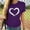 Purple, variant on Jophufed Women Tops Short Sleeves Crewneck Heart-shaped Print Casual Blouse Tee T-shirt on Gifts